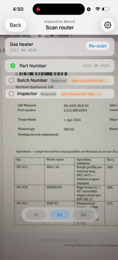Inspection report — pass result with batch summary