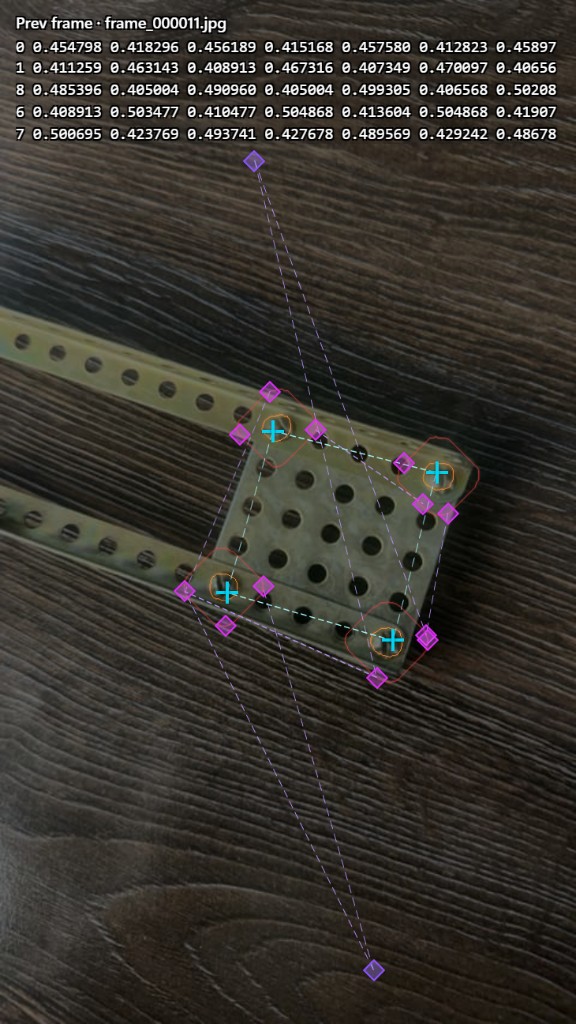 Object detection — debug frame with annotated keypoints
