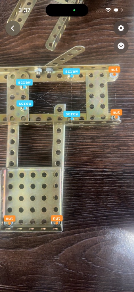 AR labels — screw and nut detection on a metal assembly